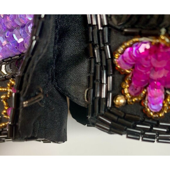 Tate Mate 100% Silk Vintage Embellished Sequin Beaded India Jacket Women 10/12? - Picture 3 of 8